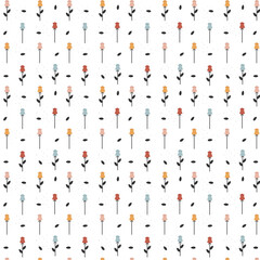 Seamless pattern with illustrations of paper roses, origami, minimalism, simple pattern, vector