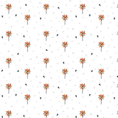 Seamless pattern with illustrations of paper breeze, paper toy, origami, minimalism, simple pattern, vector