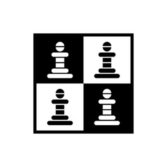 Black and white chess pawns on chess board. Vector logo design. 