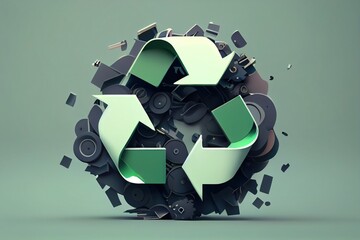 Minimalist background of recycling icon. Generative AI