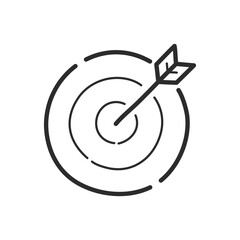 Arrow in the center of the target icon. Hand drawing design style. Vector.