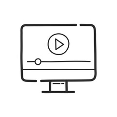 Video on monitor icon. Hand drawing design style. Vector.