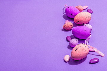 Easter egg composition. A traditional festive symbol in lilac tones. Cute design