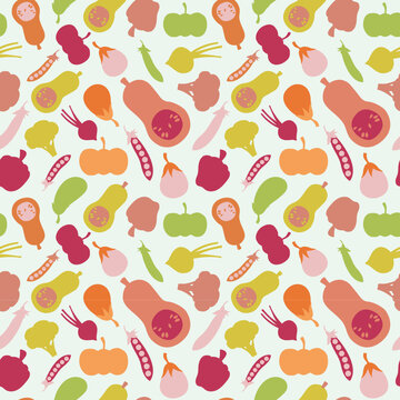 Seamless Varieties Colourful Vegetables Pattern Ideal for fabric, prints,wallpaper,background,