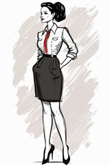 Business woman fashion sketch. Women`s history month graphics resource. 