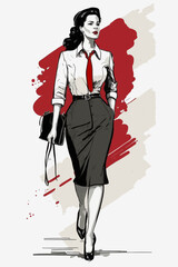 Business woman fashion sketch. Women`s history month graphics resource. 