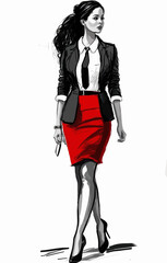 Business woman fashion sketch. Women`s history month graphics resource. 