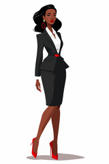 Fototapeta premium African American woman vector sketch. Fashion drawing of a woman in a business suit.