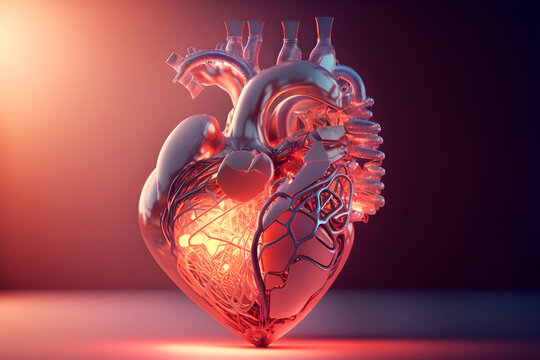 Innovación en medicina creación de órganos para transplantes. Corazón humano artificial. Biología sintética. generado por IA