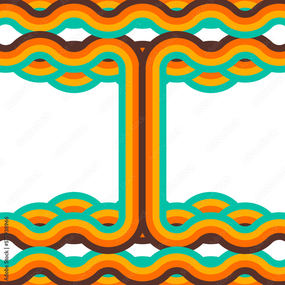 Poster abstract retro background, digital lines and circles, design70s, vector.
