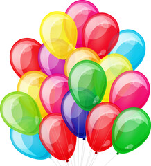 Party background with multicolored transparent balloons.