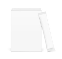 Universal blank cardboard box with stick bar mockup. Front view. Vector illustration isolated on white background. Can be use for food, medicine, cosmetic and etc. EPS10.	