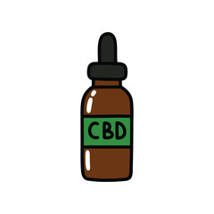 cbd hemp oil doodle icon, vector color line illustration