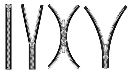 Opened Zipper Realistic Set © Macrovector