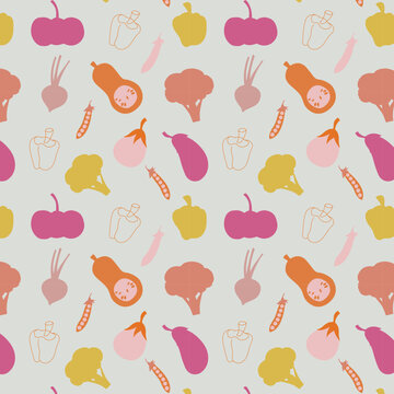 Seamless Varieties Colourful Vegetables Pattern Ideal for fabric, prints,wallpaper,background,