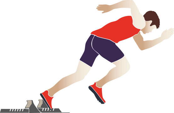 start sprinter athlete runner starting blocks vector illustration
