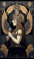 The Egyptian God, Seth – God of War. AI generative illustration in art nuveau style.