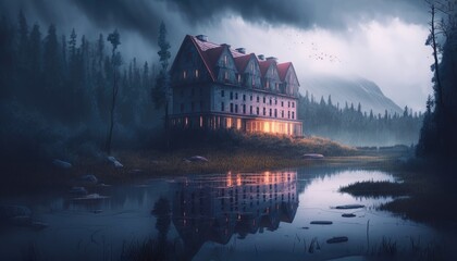 Fototapeta premium castle in the fog