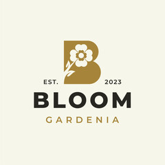 B Initial with Flower Floral Logo Template. Logo for Flowershop, spa, beauty clinic, or brand identity © buqancreative