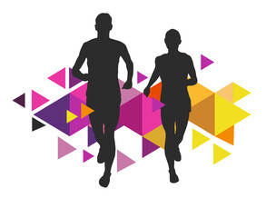 Running sport graphic for use as a template for flyer or for use in web design.