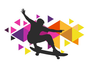 Skateboarding sport graphic for use as a template for flyer or for use in web design.