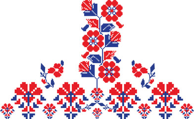 compositional Ukrainian ornament,  flowers, Ukrainian embroidered shirt
