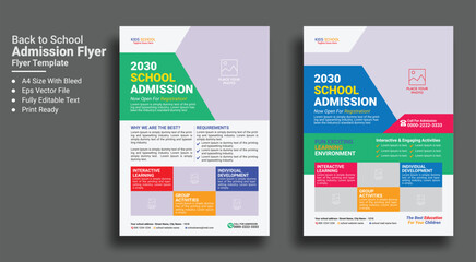 Kids back to school education admission flyer template	
