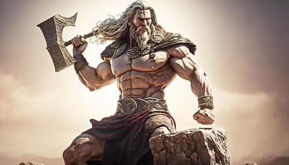 Thor, god of thunder, lightning, and battle - German Mythologies - Generative AI