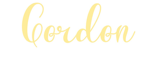 Gordon -Male Name Cursive Calligraphy - yellow color - png file - elegant design