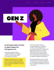 young woman holding gen z placard generation Z lifestyle concept