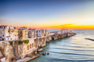 Vieste - beautiful coastal town on the rocks in Puglia - obrazy, fototapety, plakaty