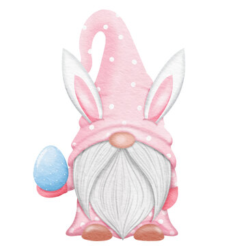 Watercolor easter gnome.