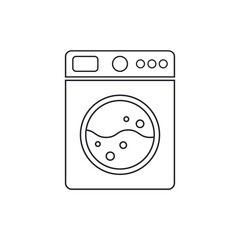 Washing machine vector icon, line style electrical appliance, cleaning clothes, dirty laundry.
