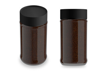 Instant Coffee Glass Jar mockup template Isolated on White Background. 3d rendering.