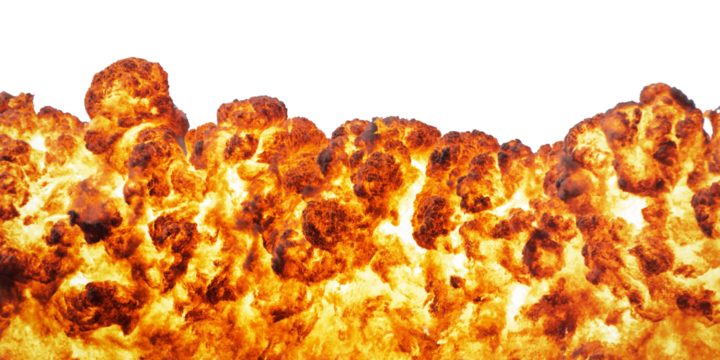 huge bomb explosion  Fire flames on transparent background png