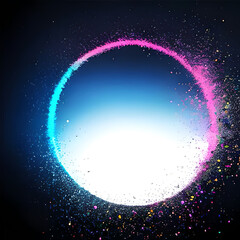 Sky Graphic Circle with colourful explosions, created using Generative Ai Technology.