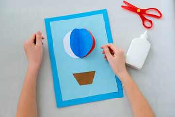  Balloon step by step instructions from colored paper. DIY concept. Step-by-step photo...
