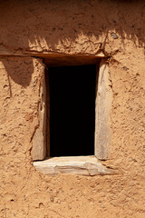 Window of a Celtiberian dwelling in Numantia, in the archaeological site that can be visited, Cerro de la Muela, Garray