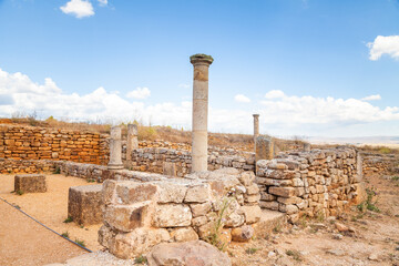 Fototapeta premium Ancient ruins of the city of Numantia, at the archaeological site Cerro de la Muela, Garray, near Soria, Spain
