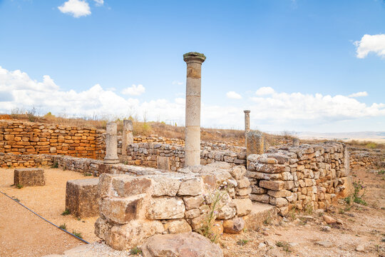 Ancient ruins of the city of Numantia, at the archaeological site Cerro de la Muela, Garray, near Soria, Spain