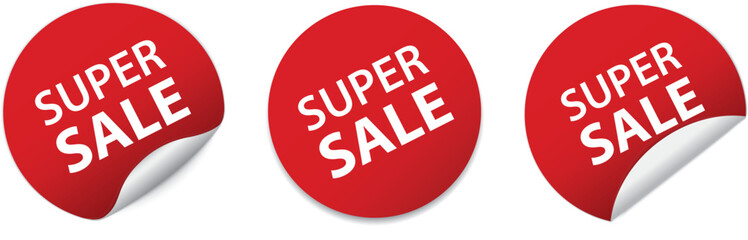 SUPER SALE - red round sticker banners