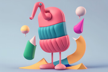 Generative AI illustration of abstract cartoon character