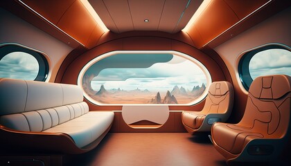 Futuristic luxurious corporate plane interior design generative ai	