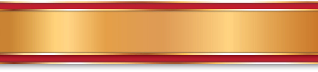 Obraz premium vector illustration of long gold colored ribbon banner with red frame 