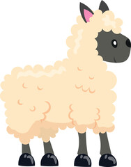 Cute vector sheep in a flat style isolated on a white background. Cartoon drawing of a sheep. Design for kid, children's poster, children's wall painting, postcard, invitation.