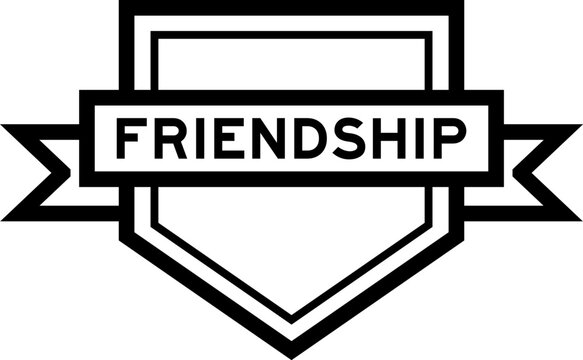 Vintage black color pentagon label banner with word friendship on white background
