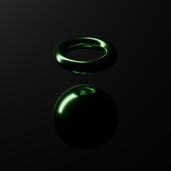 3D rendering Abstract geometry dynamic object with dark background.