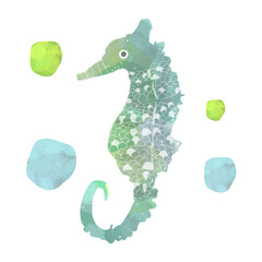 水彩風で描いたタツノオトシゴ
