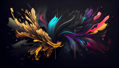 Modern abstract background with movement, painting on dark background. Abstract background with splashes.