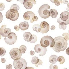 Keuken foto achterwand Aquarel prints Spiral watercolor Sea Shell Marine Illustration Seamless Pattern, sea , shell, Stars, marine marble, Vertical and Horizontal pattern suitable for printing on surface designed for fashion plaid